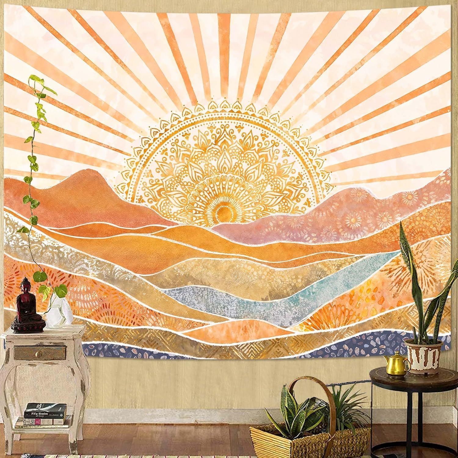 Aesthetic Boho Sun Mountain Ta - Wall Scroll Tapestry 评论和价格