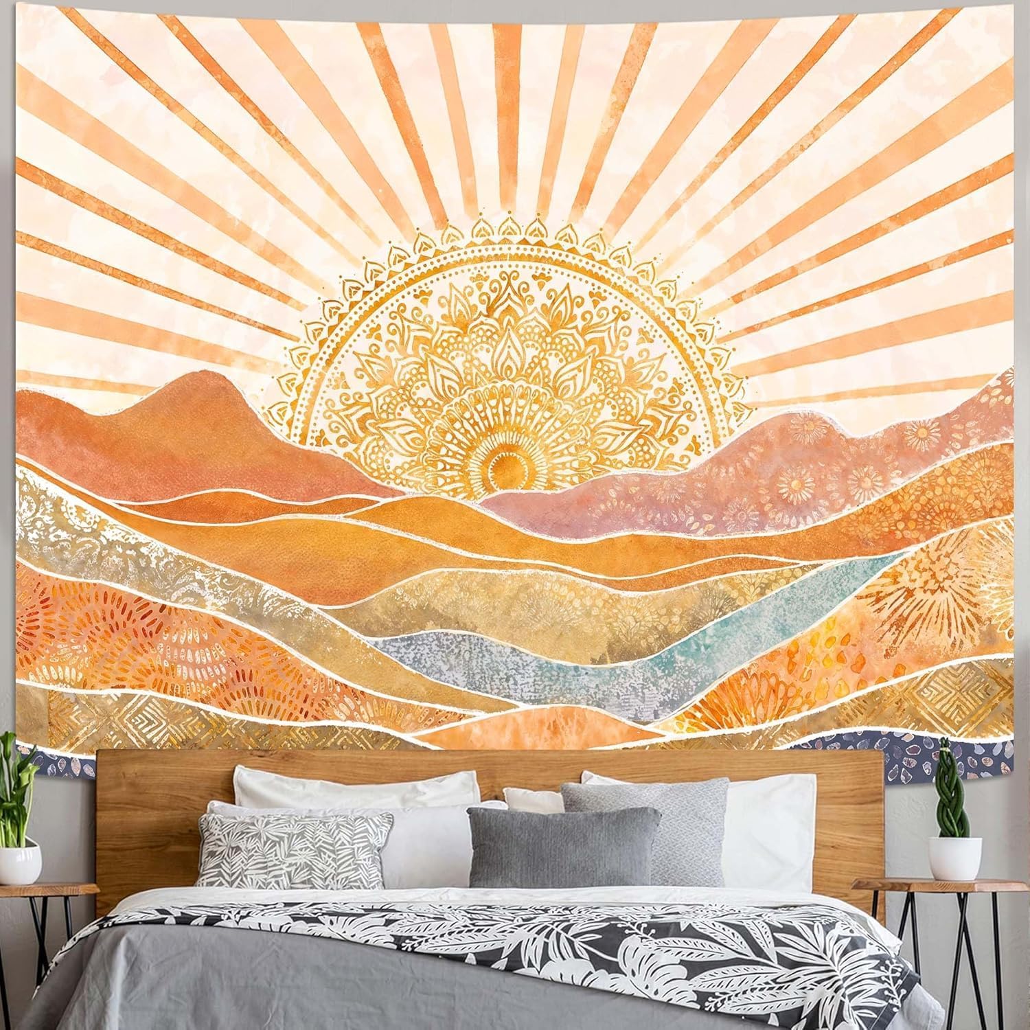 Aesthetic Boho Sun Mountain Ta - Wall Scroll Tapestry 评论和价格