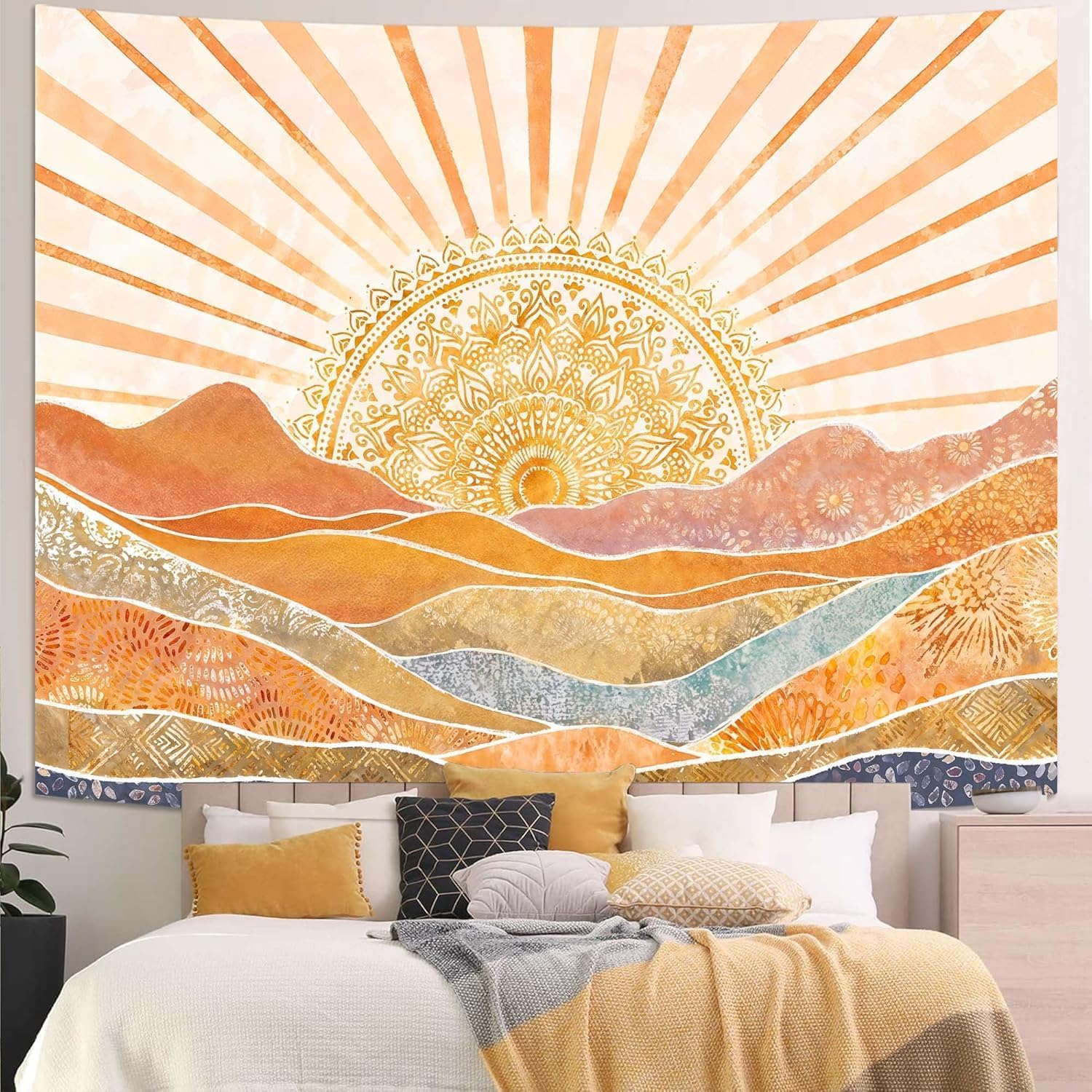 Aesthetic Boho Sun Mountain Ta - Wall Scroll Tapestry 评论和价格