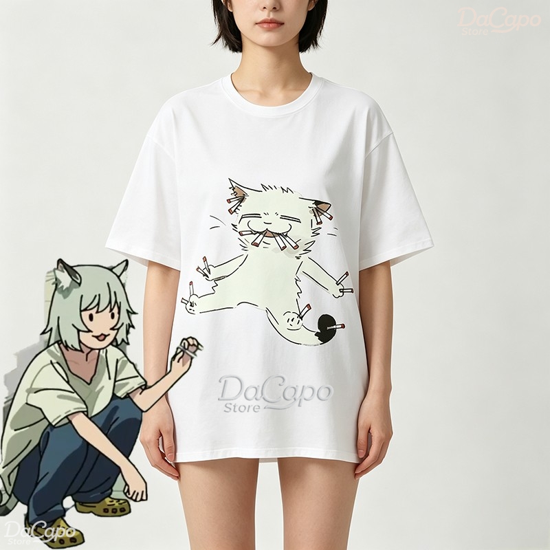 Chainsmoker Cat Yaniko Satou C - Anime Merchandise Shirt 评论和价格