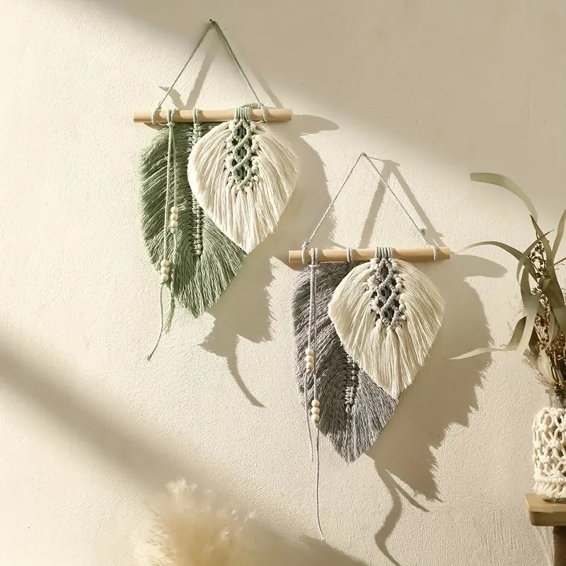 Handmade Macrame Leaf Wall Han - Wall Scroll Tapestry 评论和价格