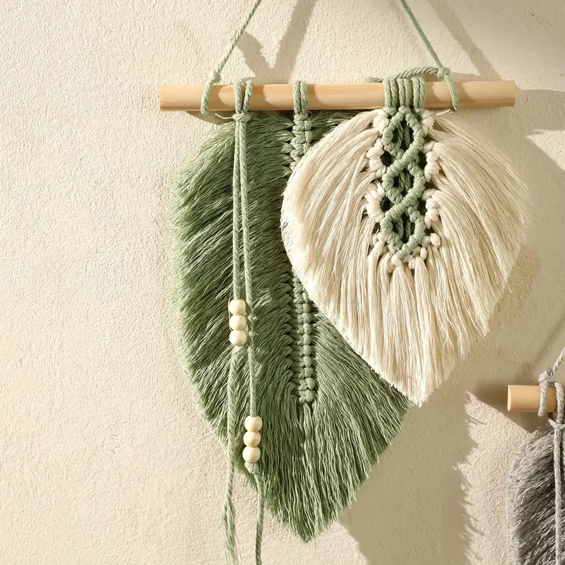 Handmade Macrame Leaf Wall Han - Wall Scroll Tapestry 评论和价格