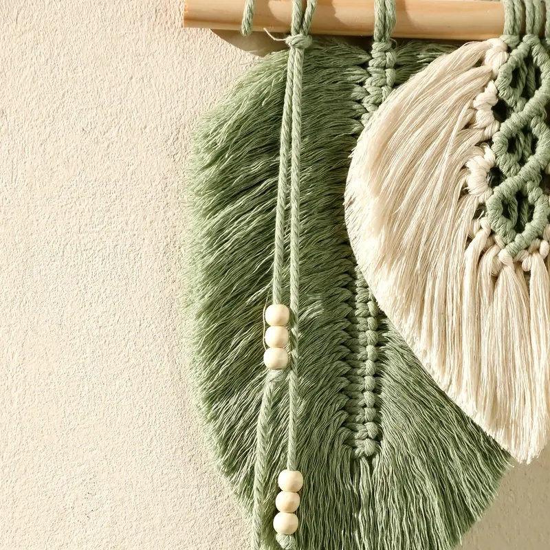 Handmade Macrame Leaf Wall Han - Wall Scroll Tapestry 评论和价格