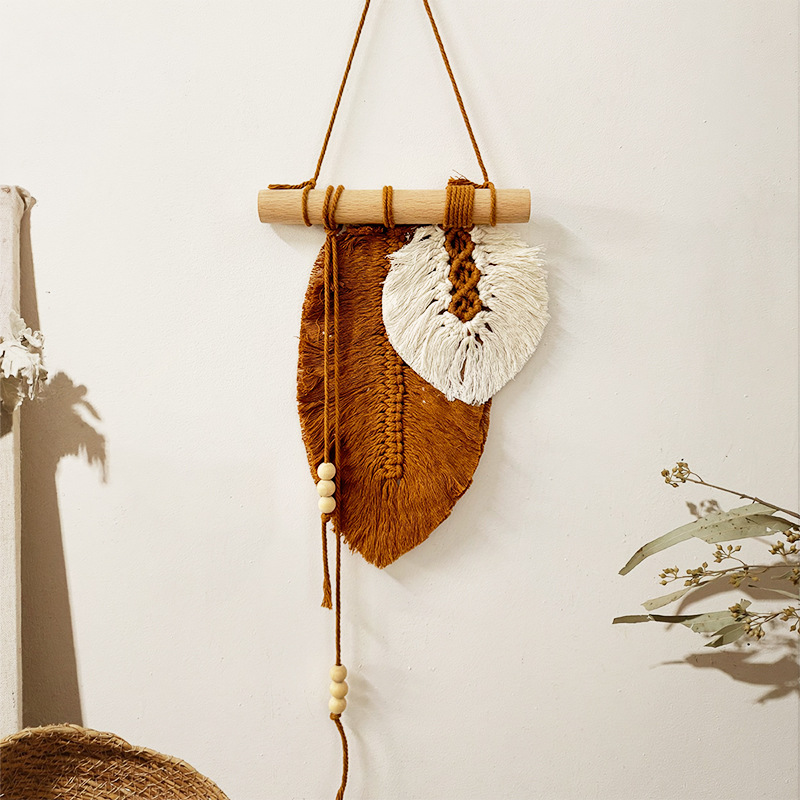 Handmade Macrame Leaf Wall Han - Wall Scroll Tapestry 评论和价格