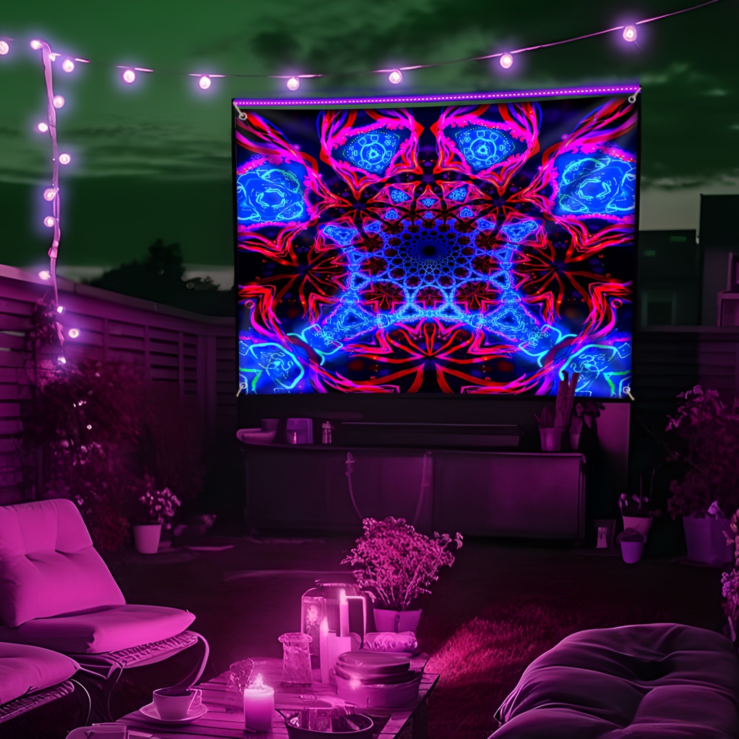 Psychedelic Geometric Pattern  - Wall Scroll Tapestry 评论和价格