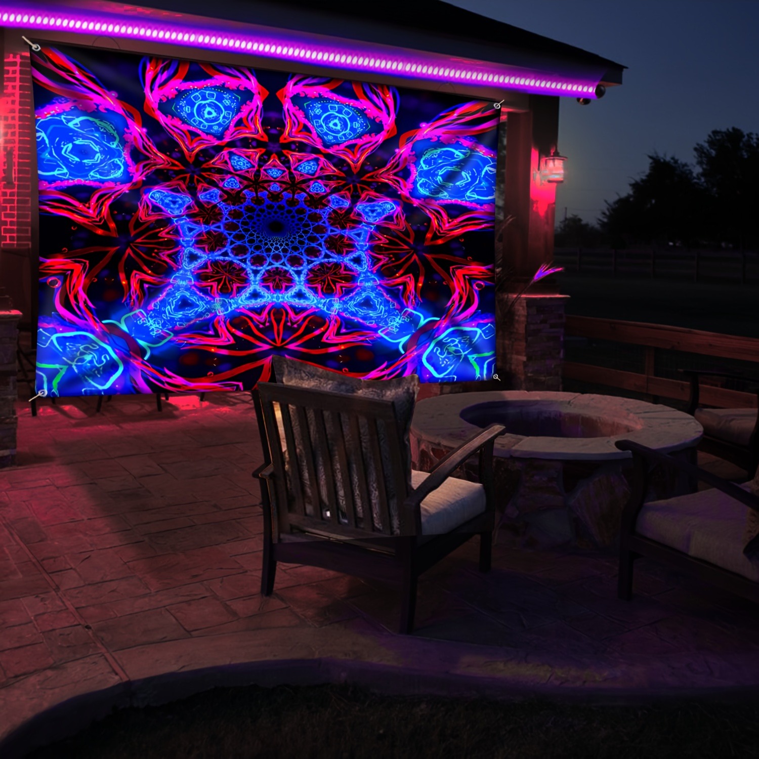 Psychedelic Geometric Pattern  - Wall Scroll Tapestry 评论和价格