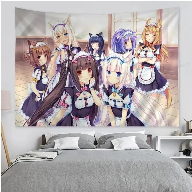 VIKAMA Cat Girl Anime Tapestry - Wall Scroll Tapestry 评论和价格